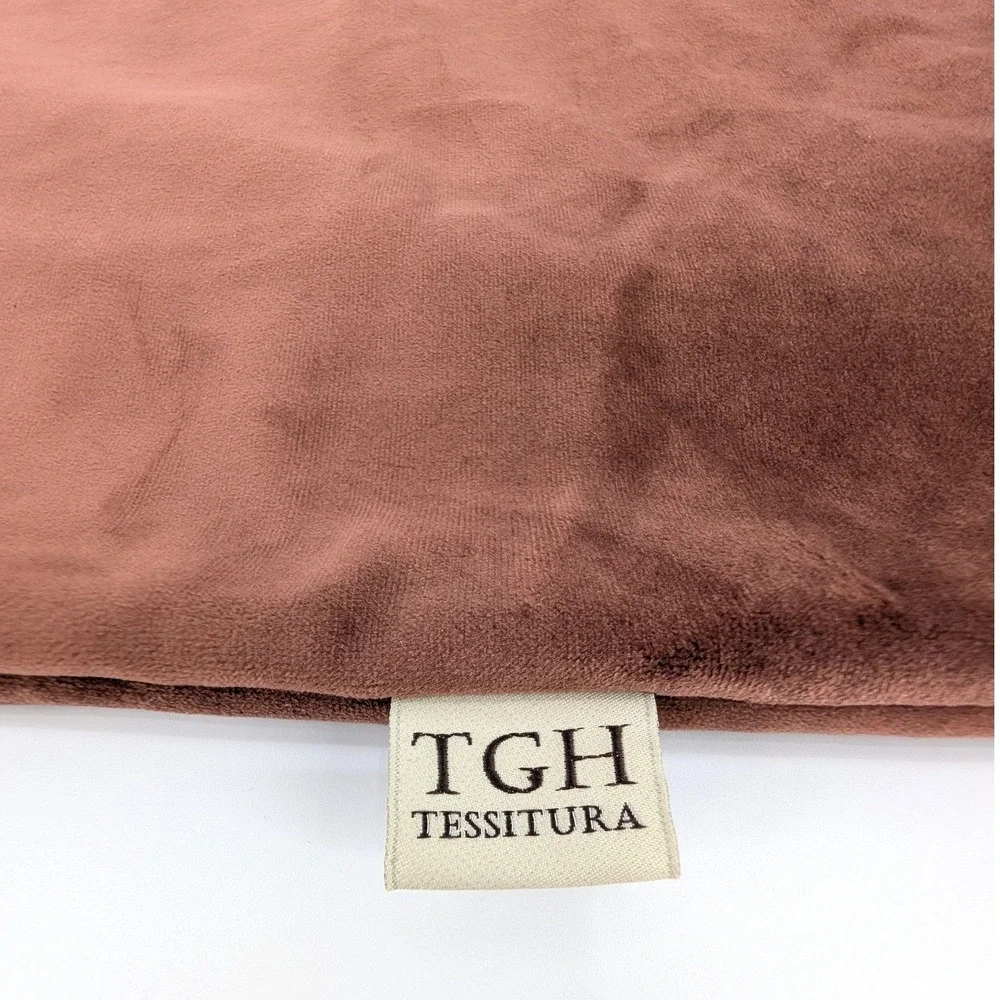 TGH Tessitura Italy Rust Terracotta Velvet Pillow Cover 19x19 Mid Century Modern